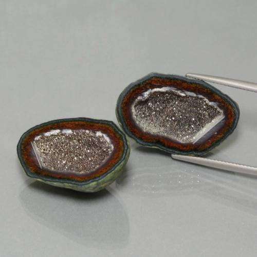 Gemas de geoda de ágata multicolor natural de 45,20 ct, forma elegante, opaco