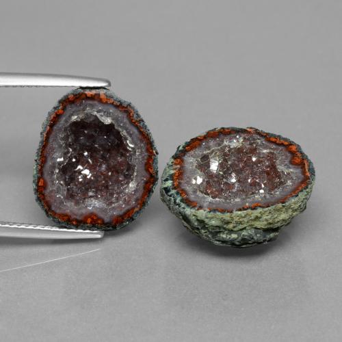 Gemas de geoda de ágata multicolor natural de 21,81 ct, forma elegante, opaco