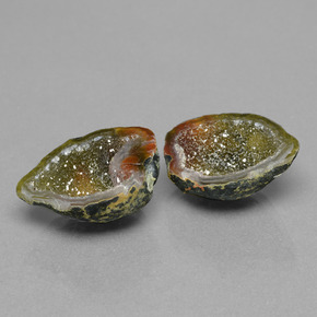 Gemas de geoda de ágata multicolor natural de  ct, forma elegante, opaco