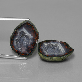 Gemas de geoda de ágata multicolor natural de 18,26 ct, forma elegante, opaco