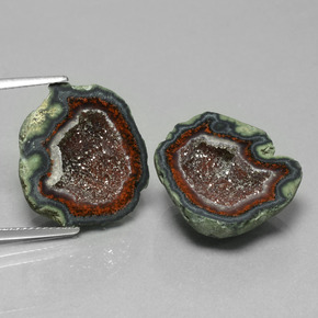 Gemas de geoda de ágata multicolor natural de 25,58 ct, forma elegante, opaco