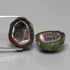 Gemas de geoda de ágata multicolor natural de 26,55 ct, forma elegante, opaco