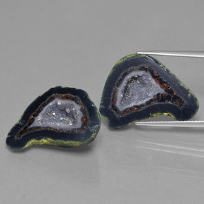 Gemas de geoda de ágata multicolor natural de 37,89 ct, forma elegante, opaco