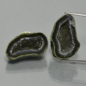 Gemas de geoda de ágata multicolor natural de 17,82 ct, forma elegante, opaco