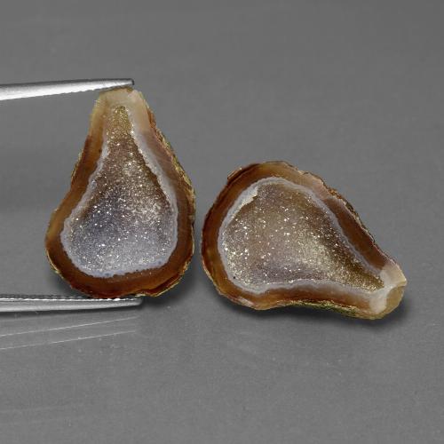 Gemas de geoda de ágata multicolor natural de 19,76 ct, forma elegante, opaco