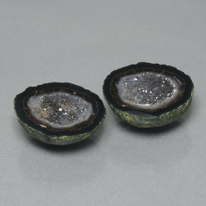 Gemas de Geoda de ágata Verde multicolor natural de 32.52 ct, Forma elegante, Opaco