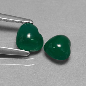 Gemas de ágata verde natural de  ct, forma de corazón, translúcido