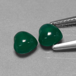 Gemas de ágata verde natural de  ct, forma de corazón, translúcido