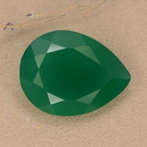 Ágata verde medio natural de 6,48 ct, en forma de pera, translúcido