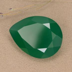 Ágata verde medio natural de 6,48 ct, en forma de pera, translúcido