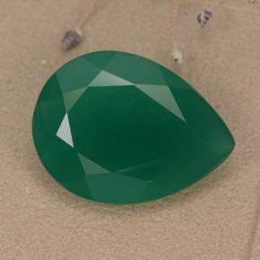Ágata verde natural de 5,93 ct, en forma de pera, translúcido
