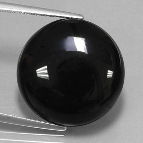 Ágata negro natural de 18,29 ct, corte redondo, opaco