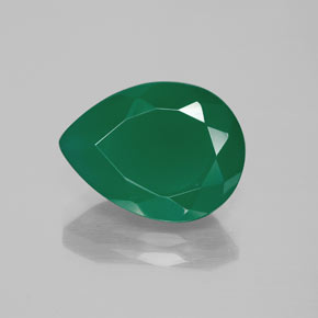 Ágata verde natural de 7,71 ct, en forma de pera, translúcido