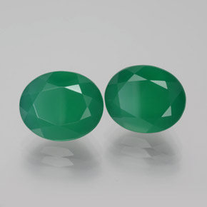 Gemas de ágata verde natural de  ct, corte óvalo, transparente