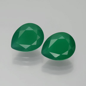 Gemas de Ágata Verde natural de  ct, En forma de pera, Transparente