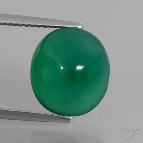 5.87ct Natural Verde bosque Ágata, Ovalada, Translúcido