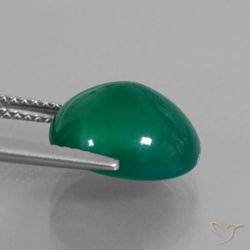 Ágata Verde bosque natural de 5.87 ct, Ovalada, Translúcido