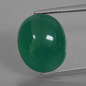Ágata Verde intenso medio natural de 7.65 ct, Corte Óvalo, Translúcido