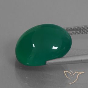 Ágata Verde bosque natural de 7.24 ct, Ovalada, Translúcido