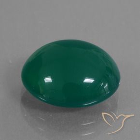 Ágata Verde oscuro medio natural de 7.06 ct, Ovalada, Translúcido