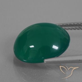 Ágata Verde oscuro medio natural de 7.06 ct, Ovalada, Translúcido