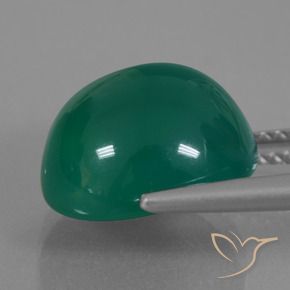 Ágata Verde bosque natural de 7.45 ct, Ovalada, Translúcido