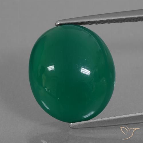 6.42ct Natural Verde intenso medio Ágata, Ovalada, Translúcido