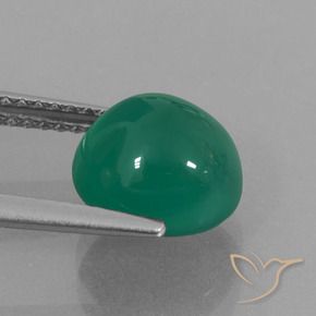 Ágata Verde medio natural de 3.05 ct, Ovalada, Translúcido
