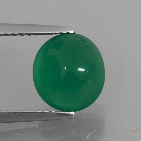 3.09ct Natural Verde medio Ágata, Ovalada, Translúcido
