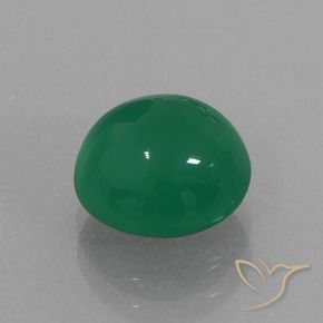 Ágata Verde medio natural de 3.09 ct, Ovalada, Translúcido