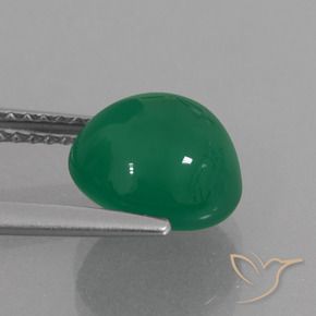Ágata Verde medio natural de 3.09 ct, Ovalada, Translúcido