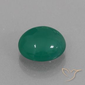 Ágata Verde medio natural de 2.44 ct, Ovalada, Translúcido