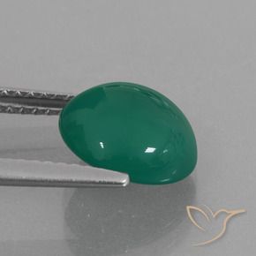 Ágata Verde medio natural de 2.44 ct, Ovalada, Translúcido