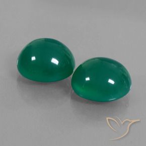 Gemas de Ágata Verde medio natural de 14.56 ct, Ovalada, Translúcido