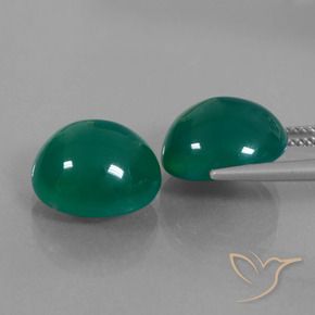 Gemas de Ágata Verde medio natural de 14.56 ct, Ovalada, Translúcido