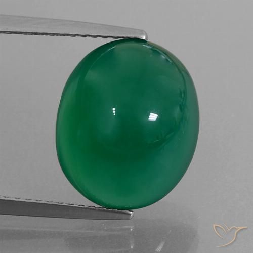 7.30ct Natural Verde medio Ágata, Ovalada, Translúcido
