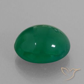 Ágata Verde medio natural de 7.30 ct, Ovalada, Translúcido
