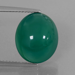 Ágata Verde medio natural de 7.57 ct, Corte Óvalo, Translúcido