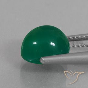 Ágata Verde medio natural de 3.01 ct, Ovalada, Translúcido