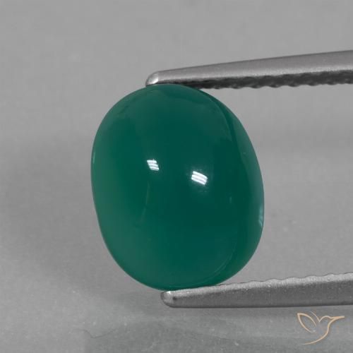 3.02ct Natural Verde medio Ágata, Ovalada, Translúcido