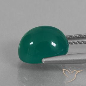 Ágata Verde medio natural de 3.02 ct, Ovalada, Translúcido