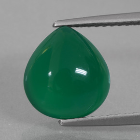 Ágata Verde amarillento natural de 4.08 ct, En forma de pera, Translúcido