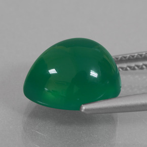 Ágata Verde amarillento natural de 4.08 ct, En forma de pera, Translúcido