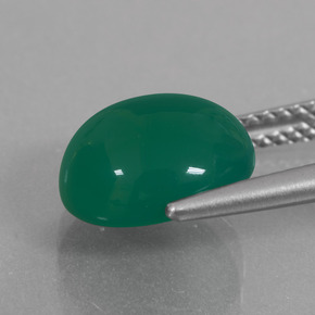 Ágata Verde medio natural de 3.99 ct, Corte Óvalo, Translúcido