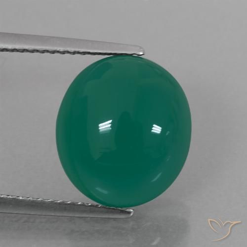 6.30ct Natural Verde medio Ágata, Ovalada, Translúcido