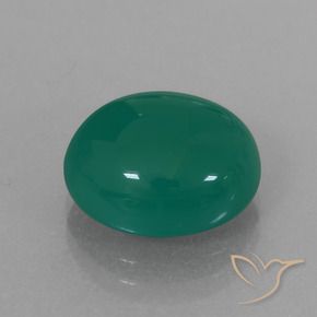 Ágata Verde medio natural de 6.30 ct, Ovalada, Translúcido