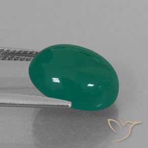 Ágata Verde medio natural de 6.30 ct, Ovalada, Translúcido
