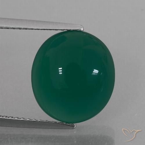 7.17ct Natural Verde oscuro medio Ágata, Ovalada, Translúcido