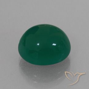 Ágata Verde oscuro medio natural de 6.73 ct, Ovalada, Translúcido