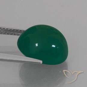 Ágata Verde oscuro medio natural de 6.73 ct, Ovalada, Translúcido